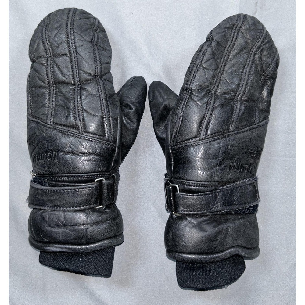 Reusch Mittens Mens Size 7.5 Black Leather Insulated Ski Thinsulate Taiwan